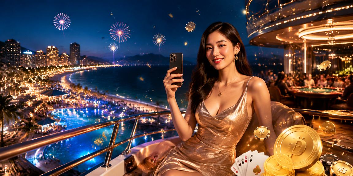 Người chơi thư giãn tại bãi biển Nha Trang tham gia trò chơi bài trực tuyến
